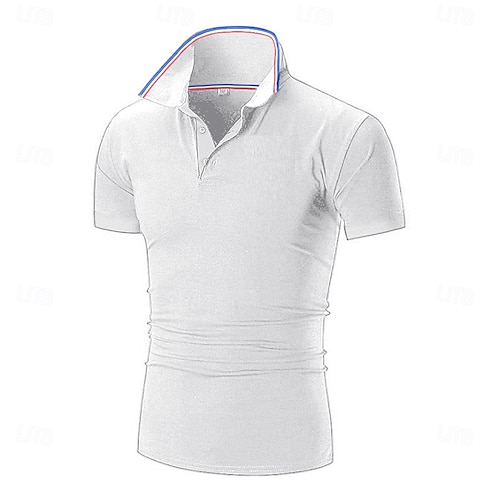  Per uomo Maglia da golf Polo Piqué Affari Casuale Colletto Polo a Coste Manica Corta Moda Essenziale Tinta unica Bottoni Estate Primavera & Autunno Vestibilità regolare Nero Rosa Bianco Giallo Verde