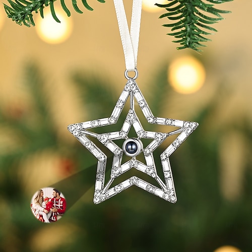  Ornement de projection d'étoile photo personnalisé, cadeau commémoratif personnalisé, breloque pour arbre de Noël, décoration suspendue, cadeau de Noël pour elle/lui/famille