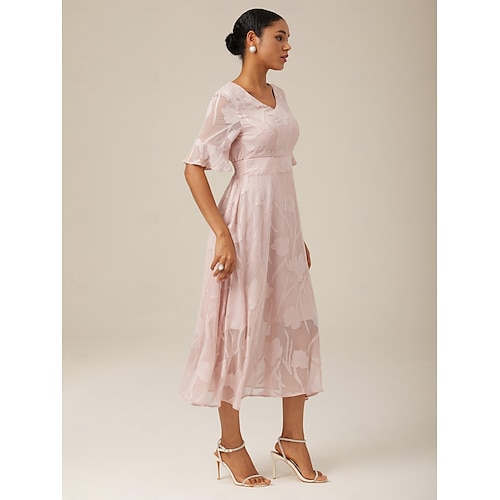  Femmes Robe maxi Robe de Cocktail Robe d'invité de mariage Robe Semi-Formelle Robe trapèze Élégant Travail Anniversaire Manche flottante robe demoiselle d honneur Cocktail Soirée Formelle Coupe
