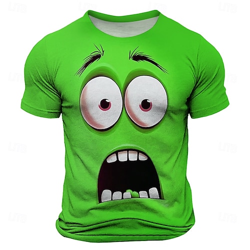  Men's Optical Illusion 3D T Shirt Short Sleeve T shirt 3D Print Crew Neck Shirt Fashion Exaggerated Daily Party Street Casual Yellow Red Blue Summer Spring All Seasons Clothing Apparel S M L XL XXL