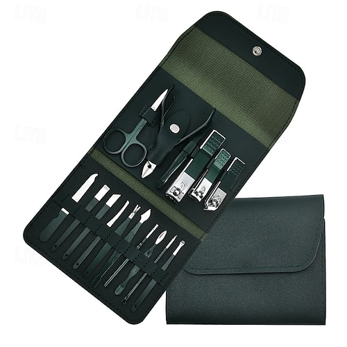  16 in1 Professional Nail Clippers Pedicure Kit Manicure Set , Stainless Steel Nail Care Tools Grooming Kit with Luxurious Travel Leather Case for Thick Nails Men Women Gift