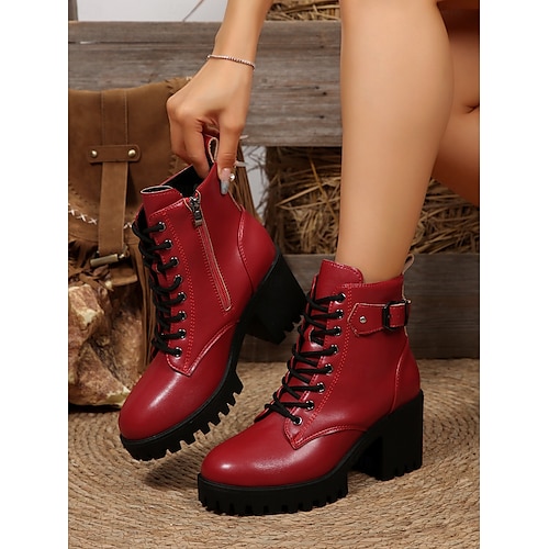 lacets bottines femme rouge