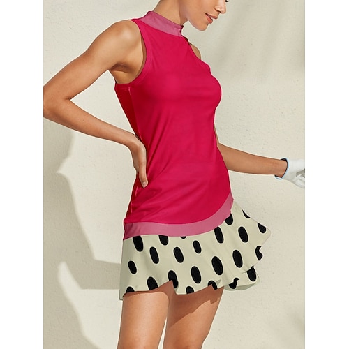  Dames golf jurk Rode roos Mouwloos Dames golfkleding kleding outfits draag kleding