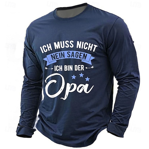  Férfi nagypapa Német Póló Hosszú ujj póló Nyomtatott Terített nyak Kerek Ing Divat Napi Alap Utca Hétköznapi Napi Fekete Medence Lóhere Nyár Tavasz Minden évszak Ruházat S M L XL XXL XXXL