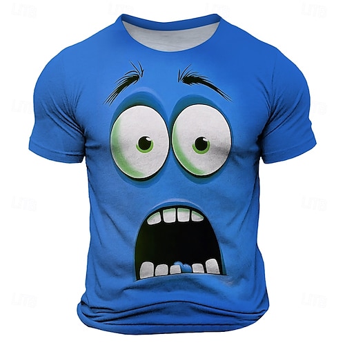  Men's Optical Illusion 3D T Shirt Short Sleeve T shirt 3D Print Crew Neck Shirt Fashion Exaggerated Daily Party Street Casual Yellow Red Blue Summer Spring All Seasons Clothing Apparel S M L XL XXL