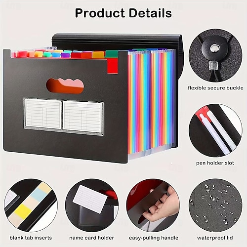  Organizzatore di file, cartella portadocumenti espandibile a 25 tasche, portadocumenti in plastica per A4 &formato lettera, ricevute e organizzatore di documenti per ufficio, scuola, casa