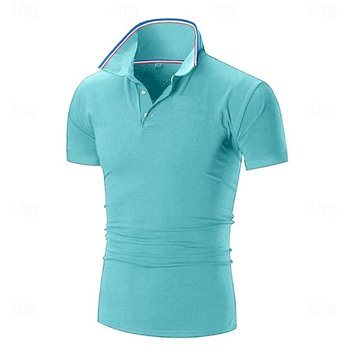  Per uomo Maglia da golf Polo Piqué Affari Casuale Colletto Polo a Coste Manica Corta Moda Essenziale Tinta unica Bottoni Estate Primavera & Autunno Vestibilità regolare Nero Rosa Bianco Giallo Verde