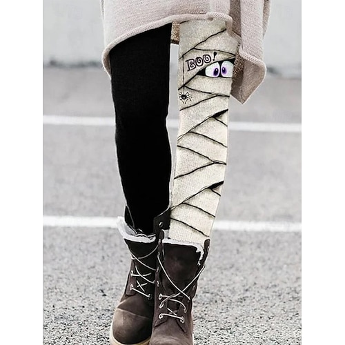 Damen Leggings Urlaub Vintage Mode Knöchellang Hohe TaillePantsHalloween Grafik Halloween Drucken Weich Atmungsaktiv Dehnbar Formell Outdoor Urlaub Schwarz Grün Asche Schwarz und Dunkelgrau Schwarz 1