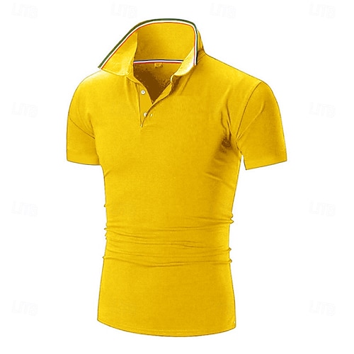  Per uomo Maglia da golf Polo Piqué Affari Casuale Colletto Polo a Coste Manica Corta Moda Essenziale Tinta unica Bottoni Estate Primavera & Autunno Vestibilità regolare Nero Rosa Bianco Giallo Verde