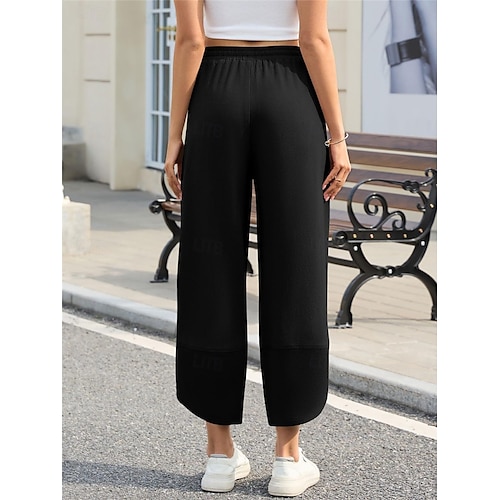  Damen Hose aus Baumwollleinen Chinos Mode Basic Volle Länge Hohe Taille Einfach Tasche Kordelzug Komfort Außenbereich Mikroelastisch Urlaub Straße Täglich Armee-Grün Schwarz Blau Khaki Sommer