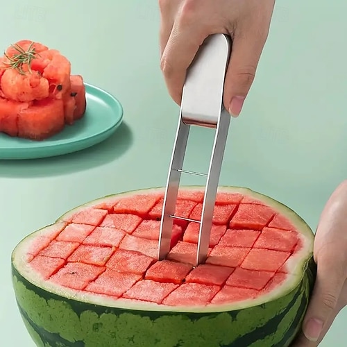  Trancheuse à pastèque en acier inoxydable 304, coupe-fruits rapide en 5 secondes, outil de cuisine durable pour trancher et couper en dés facilement la pastèque