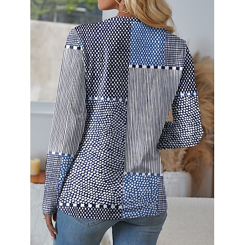  Kvinnors T-shirt Långärmad Crew Neck Långärmad Tunika Grafisk Geometrisk Vintage Avslappnad Regelbundna Toppar Dagligt Tryck Rosa Blå Lila Grön Vår Höst Förhösten