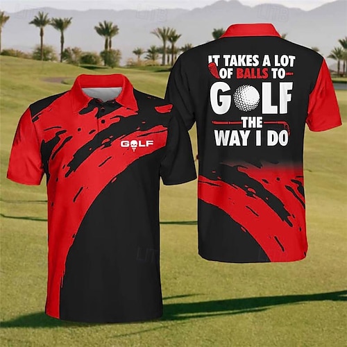  Men's Striped Sports Polo Shirts Golf Shirt Short Sleeve Polo Shirts Collared Shirts Casual Sportswear Vacation Wear Buttons 3D Print Yellow Red Royal Blue