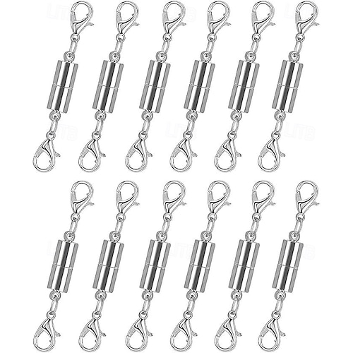 Bonison - 12 Pezzi Di Chiusure Magnetiche Per Collane, Estensori Con Magnete Forte, Placcatura Oro E Argento, Cilindro Sfera Cuore