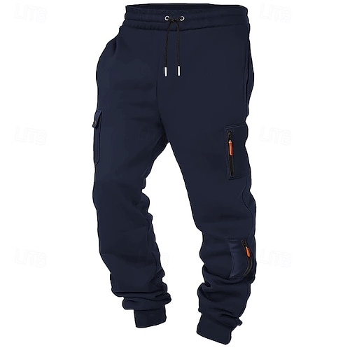  Homens Calças Esportivas Corredor Calças Calça de moletom cargo Com Cordão Bolsos Cintura elástica Tecido Conforto Esportes Diário Moda Casual Preto Branco Micro-Elástica