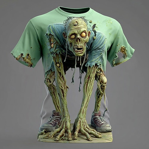 Mindszentek napja Férfi 3D nyomtatás Zombik 3D Póló Rövid ujjú póló 3D nyomtatás Terített nyak Ing Túlzott Dizájn Borzalom Parti Utca Szabadság Sárga Medence Bíbor Nyár Tavasz Minden évszak Ruházat S