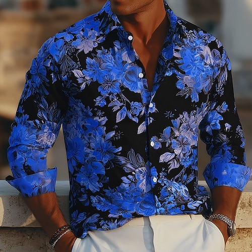 neon blue dress shirt Non-Iron Cotton Stripe Dress Shirt With Contrast Trim