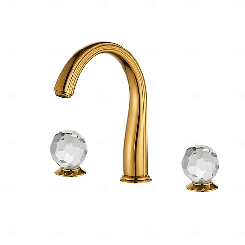 Robinet de lavabo - Classique / Séparé Électroplaqué Diffusion large Deux poignées trois trousBath Taps