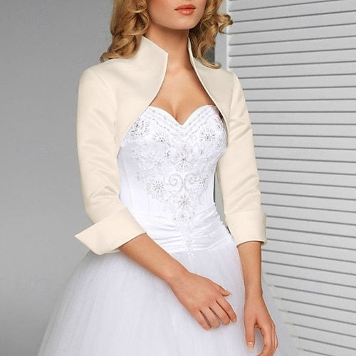 Shawls Women's Wrap Bridal's Wraps Pure Elegant Long Sleeve Satin Wedding  Wraps With Pure Color For Wedding Fall & Winter dress to impress 2026 -  $34.99