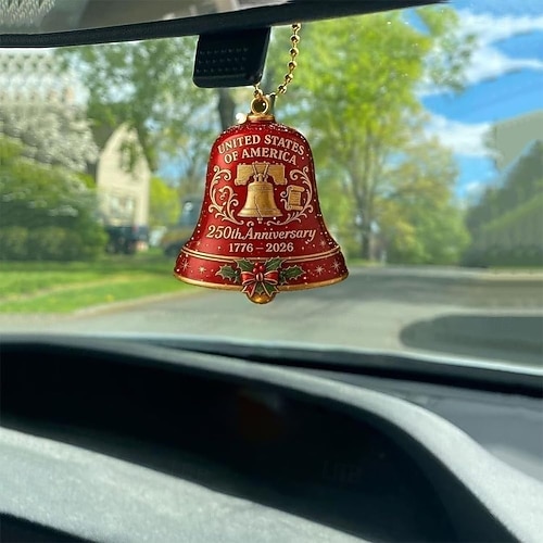  Förenta staternas 250-årsjubileum julklocka julgranskulor i guld vintage-stil metall minnesdörrklocka för patriotiska högtider