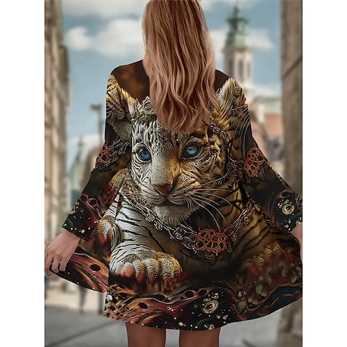  Női Ballonkabát Könnyű Kényelmes Nyomtatott Szüret Divat Alkalmi Állat Hétköznapi Szokványos Gallér nélküli Normál Hosszú ujj Felsőruházat Ezüst Sárga Barna Tavasz Ősz