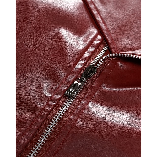  Miesten Nahkatakit Biker takki Moottoripyörä takki Loma Päivittäin Tuulenkestävä Pidä lämpimänä Tasku Syystalvi Tavallinen Muoti Klassinen Kauluskäänne Normaali Musta Rubiini Jackets