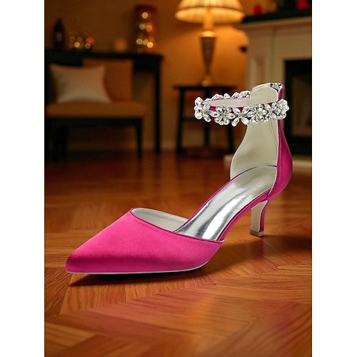 Women's Champagne Bridesmaid Wedding Shoes, Low Kitten Heel Pointed Toe  Pumps with Crystal Ankle Strap, Elegant Comfortable Dress Shoes 2026 - GBP  49
