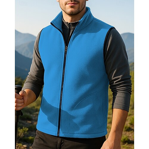 Gilet Invernale Uomo Foderato In Pile | Giacca Senza Maniche Calda Per Trekking E Outdoor | Antivento Con 5 Tasche | Zip E Bottone | Ideale Per Pesca E Viaggi