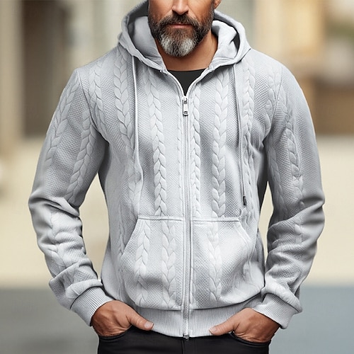 Homme Sweat à capuche Sweat à capuche zippé intégral Noir Blanche