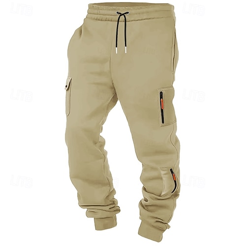  Homens Calças Esportivas Corredor Calças Calça de moletom cargo Com Cordão Bolsos Cintura elástica Tecido Conforto Esportes Diário Moda Casual Preto Branco Micro-Elástica