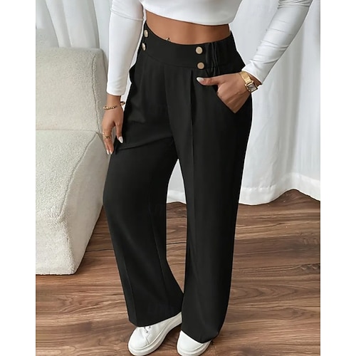 Per donna Gamba larga Pantaloni Eleganti Moda Streetwear Lunghezza intera Naturale Semplice Tasca Elastico in vita Confortevole Formale Ufficio Streetwear Aalbicocca Grigio Nero Verde chiaro Autunno