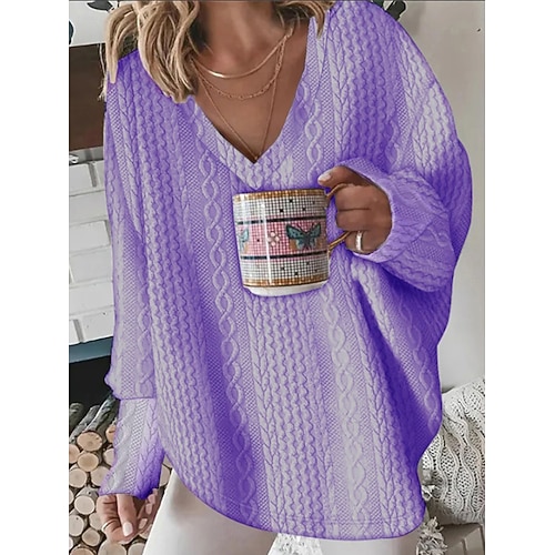  Femmes Pull Cardigan Mode Streetwear Quotidien Couleur Unie Côtelé Col en V Tricoté manche longue Hauts Longs Tricoter Fête Sortir Week-end Noir Blanche Automne Hiver
