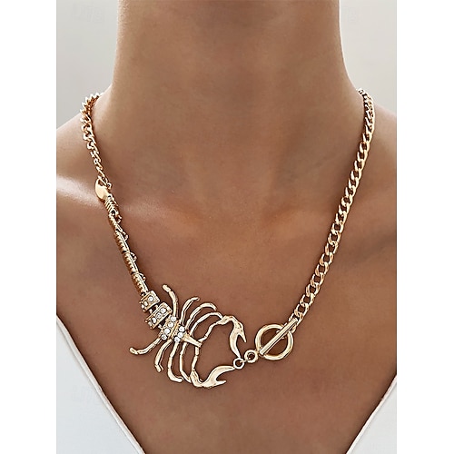  Halloween-schorpioenketting met strass-steentjes voor dames, stoere punkstijl, perfect voor feestoutfits en gewaagde kostuums