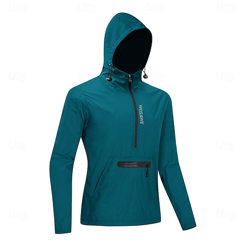  WOSAWE Men's Cycling Jacket Windbreaker Waterproof Rain Jacket Reflective Running Jackets Bike Hooded Packable Raincoat Top Lightweight Breathable Ultraviolet Resistant Fluorescent Mountain Bike Golf