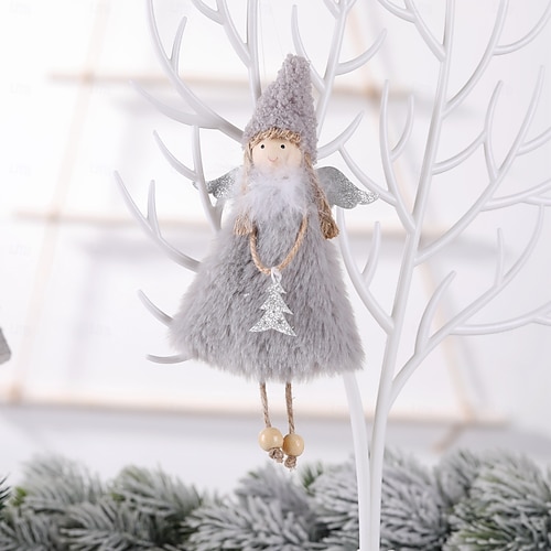  ツリーの飾りに使える手作りのクリスマスエンジェル。女の子向けの柔らかいぬいぐるみのオーナメント。クリスマスの子供へのプレゼントや季節のホームアクセントにぴったりの、お祝いのホリデーハンギングチャーム。