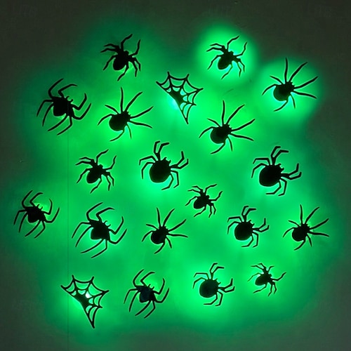  Halloweenské 3D samolepky na zeď s netopýrem, pavoukem, LED tištěné samolepky na netopýry, odnímatelné samolepky na okna do koupelny, dveří, domova, ložnice, párty potřeby