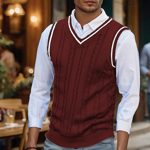 sachin and babi light blue dress Men's Christmas Jumper Christmas Sweaters Sweater Vest Holiday sweater  Dress Sweater Ribbed Knit Regular Tops Knitted Plain V Neck Fashion Casual  Vacation Daily Wear Clothing Apparel Fall & Winter 2026