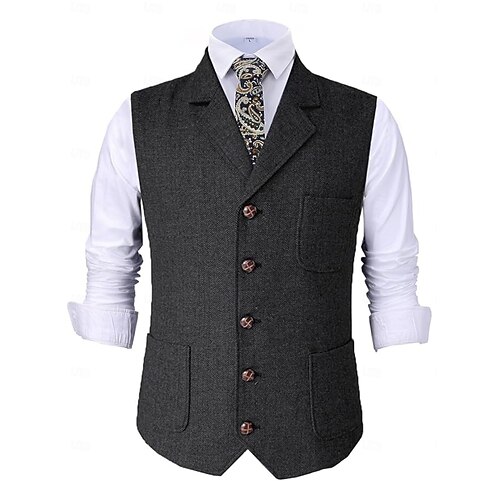 gatsby formal dress mens Men's 3 Piece Suit Wool Tweed Navy Blue Brown Check 1920s Gatsby: Buy  Online