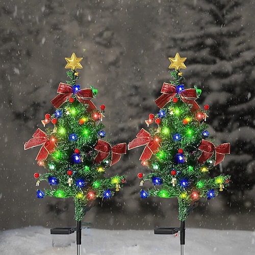 Luzes de Árvore de Natal Solar Decorações de Árvore de Natal Artificial LED à prova d'água Mini Árvores de Natal com Luzes para Jardim Luxas e Passarelas