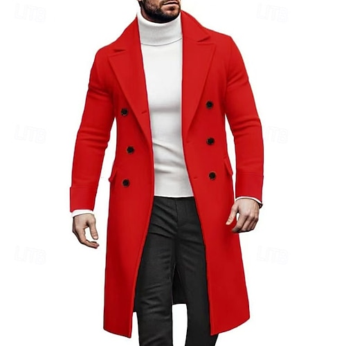 Herren Mantel Trenchcoat Langer Trenchcoat Ausgehen Herbst Winter