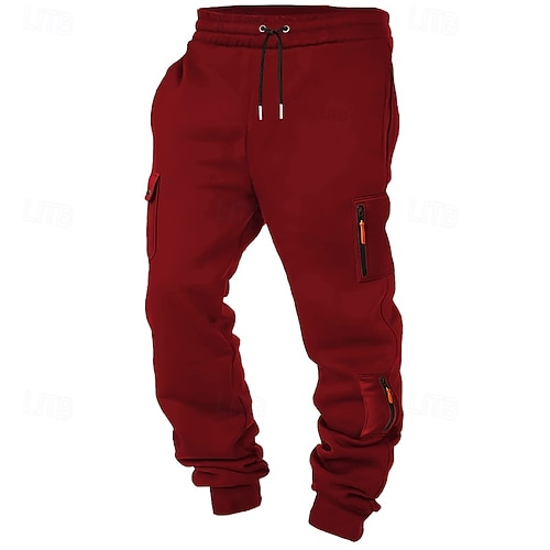  Homens Calças Esportivas Corredor Calças Calça de moletom cargo Com Cordão Bolsos Cintura elástica Tecido Conforto Esportes Diário Moda Casual Preto Branco Micro-Elástica