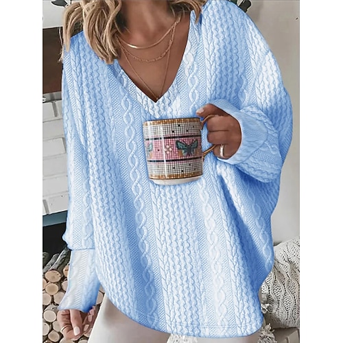 Femmes Pull Cardigan Mode Streetwear Quotidien Couleur Unie Côtelé Col en V Tricoté manche longue Hauts Longs Tricoter Fête Sortir Week-end Noir Blanche Automne Hiver