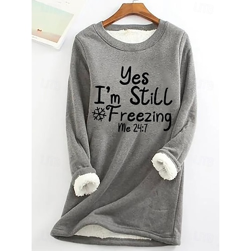  Damen Pullover Sweatshirt Buchstabe Lässig Komfort Langarm Rundhalsausschnitt Rundhals Normale Oberteile Straße Alltagskleidung Druck Schwarz Gelb Rosa Rote Blau Herbst Winter