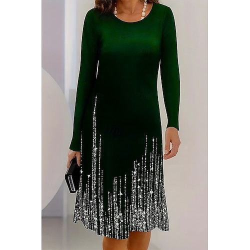  Femmes Mini Robe Robe T-Shirt Robe trapèze Vacances Occasionnel Quotidien Date Coupe régulière A Ombre Graphique Abstrait manche longue Col ras du cou Noir Bleu Vert Printemps Automne Hiver