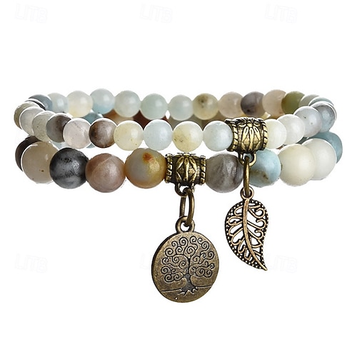  Women's Bead Bracelet Fancy Tree of Life Fashion Bohemian Stone Bracelet Jewelry Blue For Gift Daily Holiday