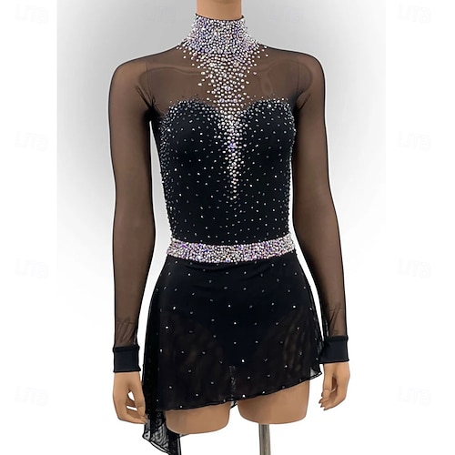 black lace figure skating dress Figure Skating Dress Black Grey Ombr Size Adult Small YASARPSK8