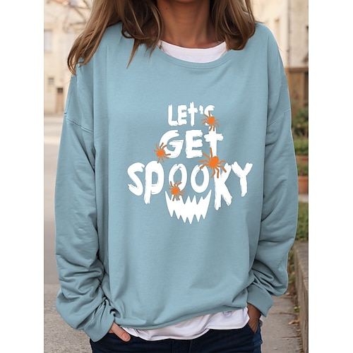  Sweat-shirts d'Halloween pour femmes, graphiques, décontractés, manches longues, col ras du cou, hauts réguliers, imprimés décontractés, noir, bleu, orange, vert, kaki, automne et hiver