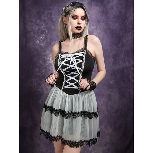 knee length dresses for ladies Dolls Kill x Hot Stuff Casper Sheer Chiffon Embroidered Mini Babydoll Dress