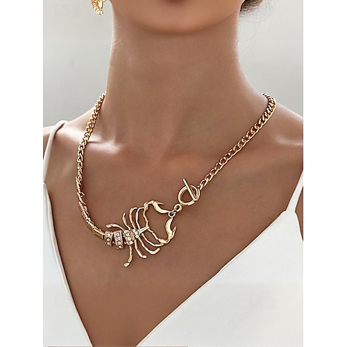  Halloween-schorpioenketting met strass-steentjes voor dames, stoere punkstijl, perfect voor feestoutfits en gewaagde kostuums