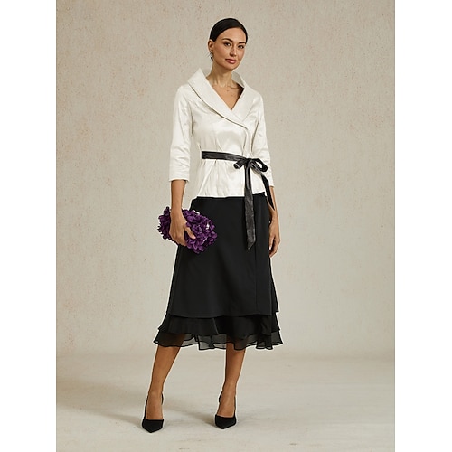 Dame Dressy topper Kveldstopper Elegant Stilfull Fritid V-hals Svart Sommer Høst